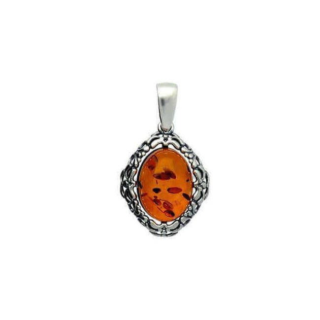 Silver pendant with amber W 1979 Cognac