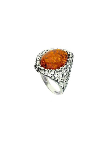 Silver ring with amber PK 1979 Cognac