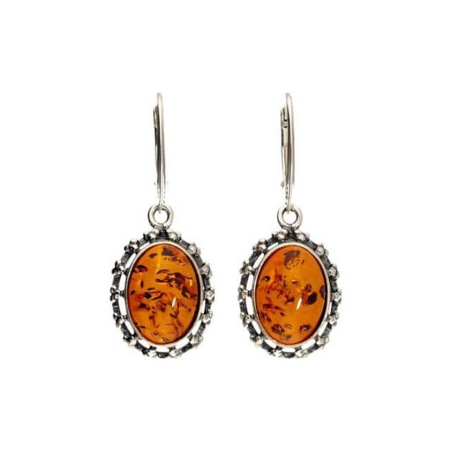 Silver earrings with amber K 2105 amber