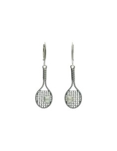 Silver earrings with pearl TENNIS RACKET K 1991 2