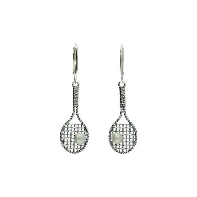 Silver earrings with pearl TENNIS RACKET K 1991