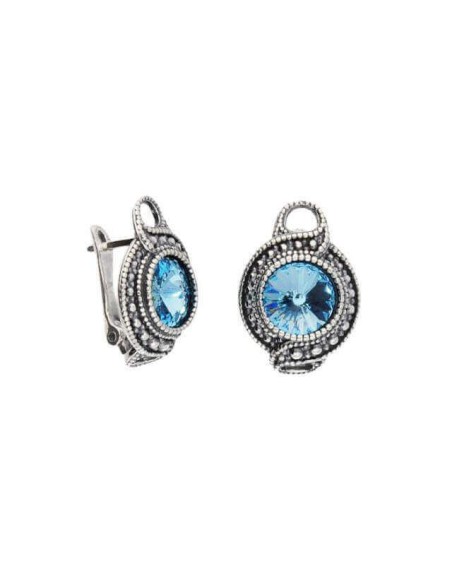 Silver earrings with Swarovski crystal K3 1897 Aquamarine