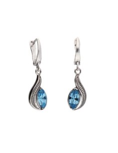 Swarovski K 1903 Aquamarine Sterling Silver Earrings