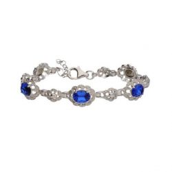 Srebrna bransoletka z kryształami Swarovskiego L 1885 Sapphire