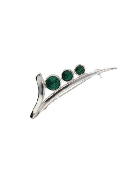 Silver brooch with malachite B 91 Malachite