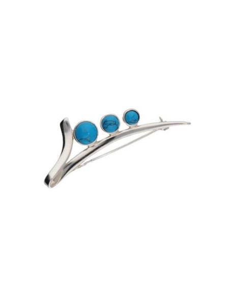 Silver brooch decorated with turquoise B 91 Turquoise