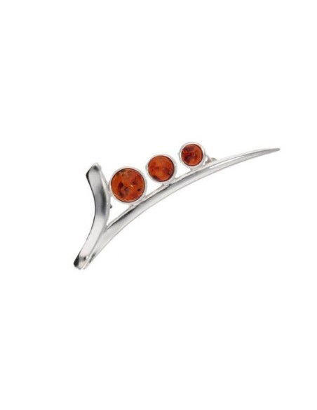 Silver brooch decorated with natural Baltic amber B 91 amber