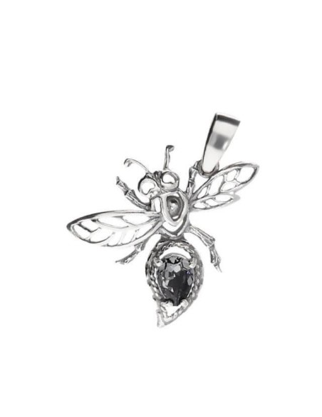 Silver pendant with Swarovski crystals Dragonfly W 1274 Silver Night