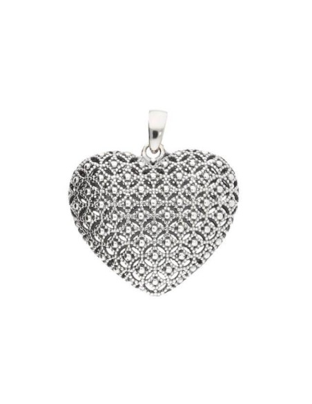 Silver heart pendant oxidized W 1264