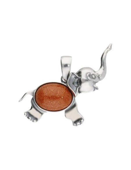 Silver Elephant pendant decorated with Desert Sand stone W 340