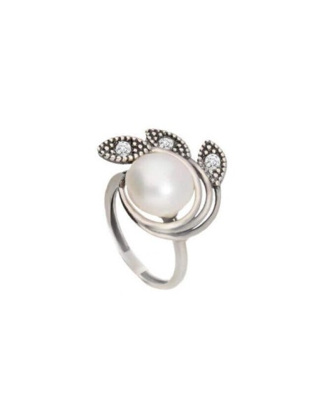 Silver ring with pearl and Swarovski crystals PK 1906