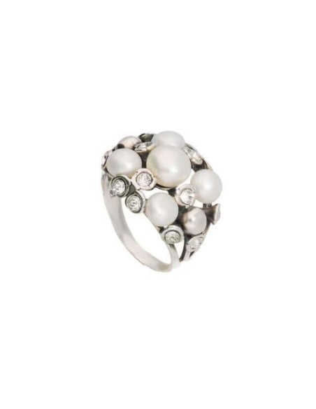 Silver ring with pearl and Swarovski crystals PK 1921
