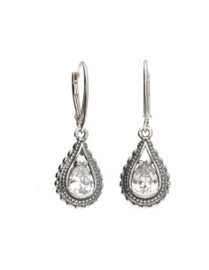 Silver earrings with white zircon K 1973 White