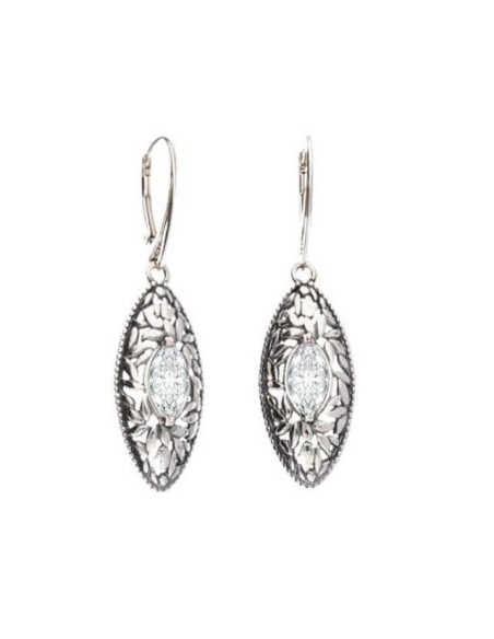 Oxidized silver earrings with white zircon K 1937 Oxidized silver earrings with white zircon K 1937