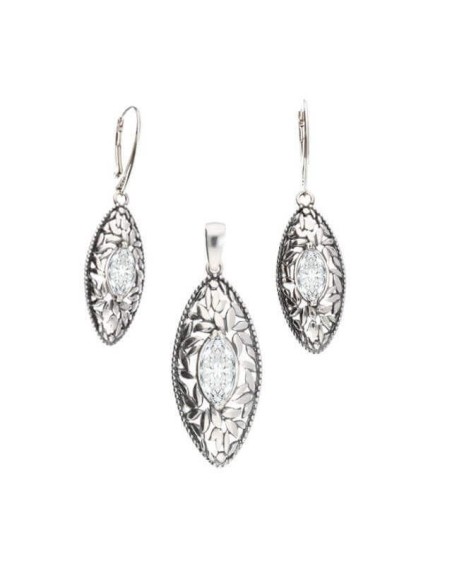 Oxidized silver earrings with white zircon K 1937 Oxidized silver earrings with white zircon K 1937