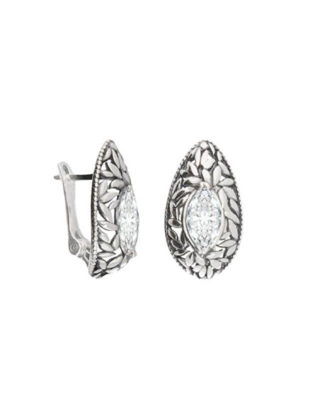 Silver oxidized earrings with white zircon K3 1937 Silver oxidized earrings with white zircon K3 1937