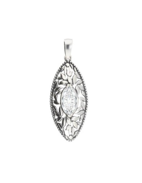 Oxidized silver pendant with white zircon W 1937