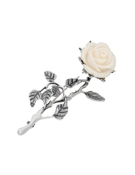 Srebrna broszka Biała Róża B 73