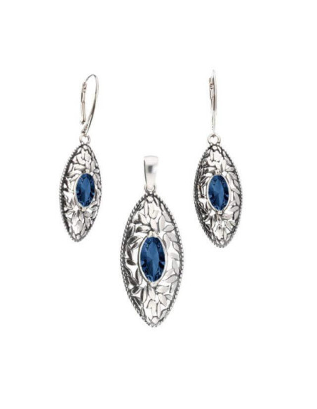 Wisiorek srebrny oksydowany Swarovski Crystal W 1937|Polcaratdesign.pl Biżuteria