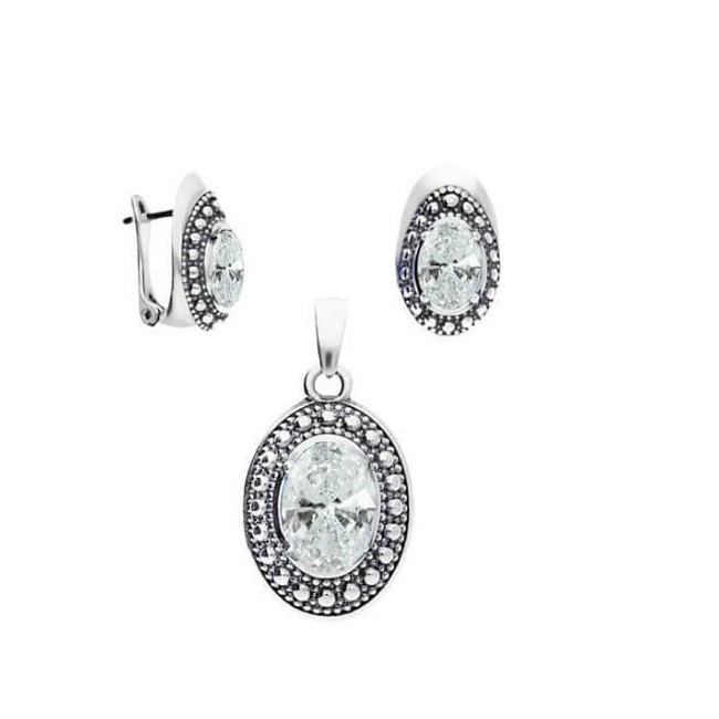 Silver earrings zirconia K3 1990