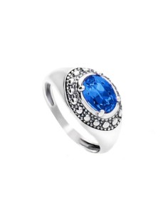 Silver Swarovski PK 1990 Sapphire Ring