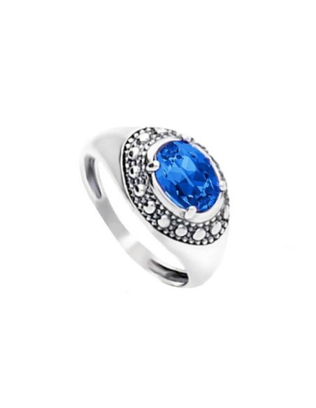 Silver Swarovski PK 1990 Sapphire Ring