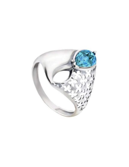 Silver Swarovski PK 1949 Aquamarine Ring