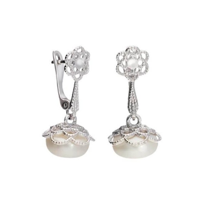 Silver earrings with pearl K 1842