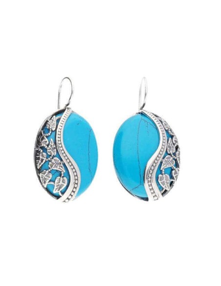 Srebrne oksydowane kolczyki z turkusem K 1716 turkus