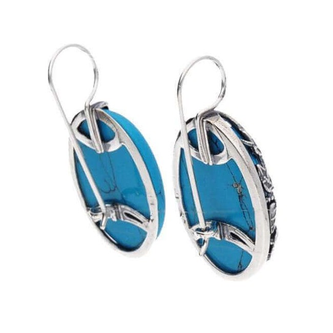 Silver oxidized earrings with turquoise K 1716 turquoise