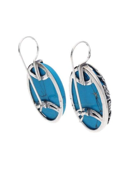 Srebrne oksydowane kolczyki z turkusem K 1716 turkus|Polcaratdesign.pl Biżuteria