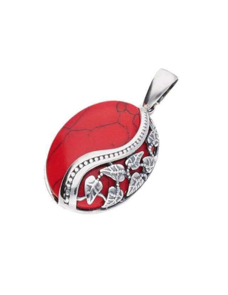 Wisiorek z koralem oksydowane srebro W 1716 koral