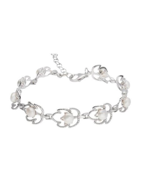 Silver rhodium-plated bracelet with pearls L 1956