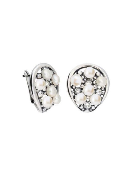 Silver earrings with pearls and Swarovski crystals K3 1959