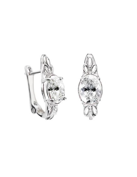 Silver rhodium-plated earrings with white zircon K3 2029