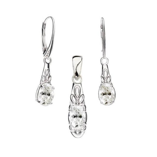Silver oxidized earrings with cubic zirconia K3 2029
