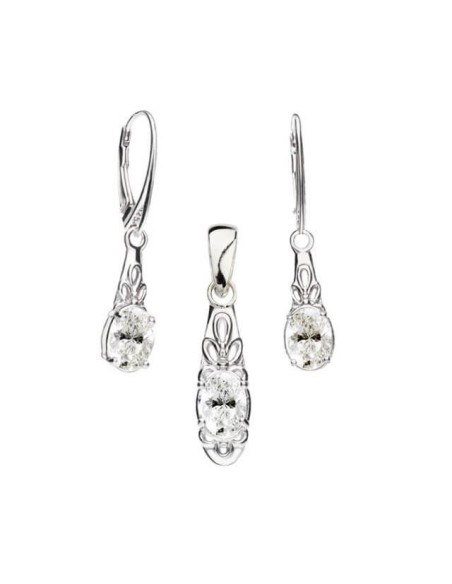 Silver oxidized earrings with cubic zirconia K3 2029