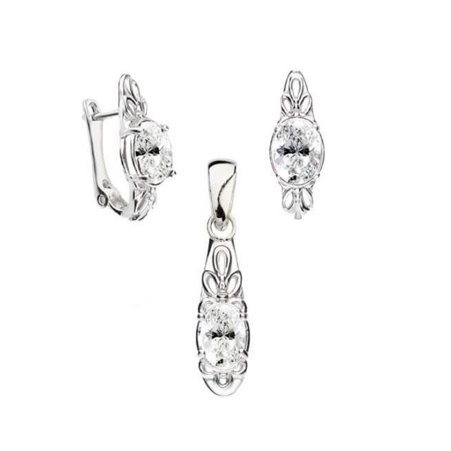 Silver oxidized earrings with cubic zirconia K3 2029