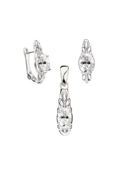 Silver oxidized earrings with cubic zirconia K3 2029