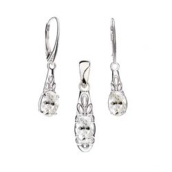 Silver rhodium-plated earrings with zircons K 2029