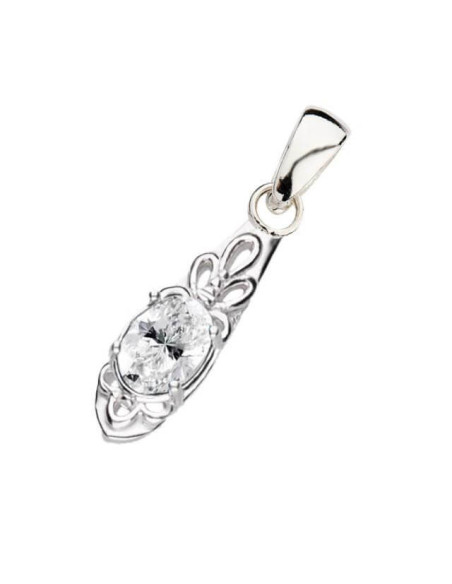 Srebrny rodowany wisiorek z białą cyrkonią W 2029