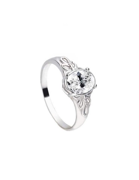Silver rhodium-plated ring with white zircon PK 2029