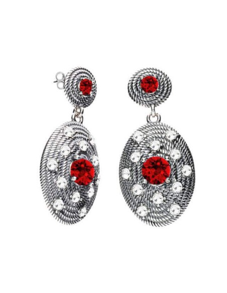 Silver oxidized earrings with Swarovski K2 crystals 1996 Siam