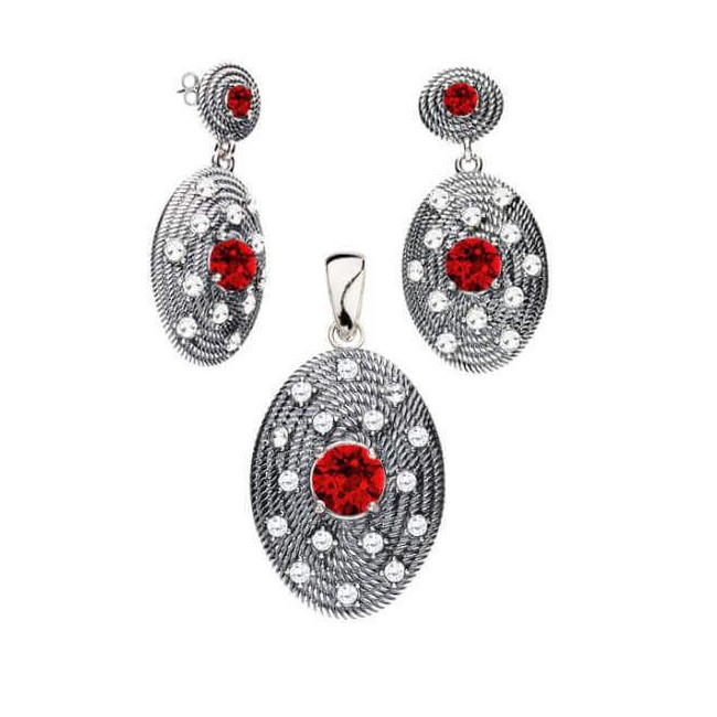 Swarovski K2 Crystal Silver Oxidized Earrings 1996