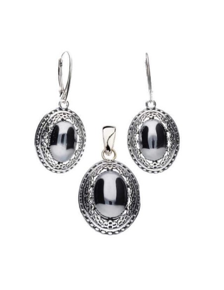 Srebrny oksydowany pierścionek z krzemem PK 2023 krzem|Polcaratdesign.pl Biżuteria