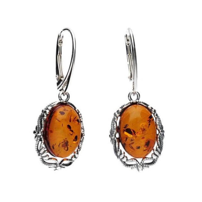 Silver set with cognac amber KPL 1978 amber