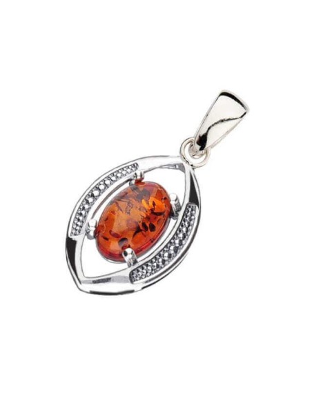 Silver pendant with cognac amber W 2031 amber Silver pendant with cognac amber W 2031 amber