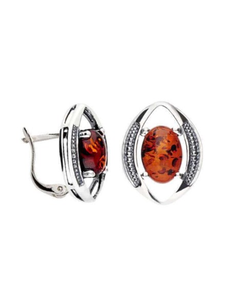 Silver earrings with cognac amber K3 2031 amber