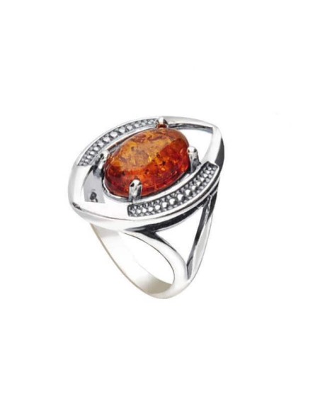 Silver ring with cognac amber PK 2031 amber