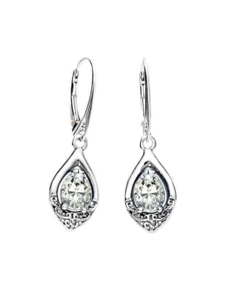 Silver oxidized earrings with white zircon K 2030 white